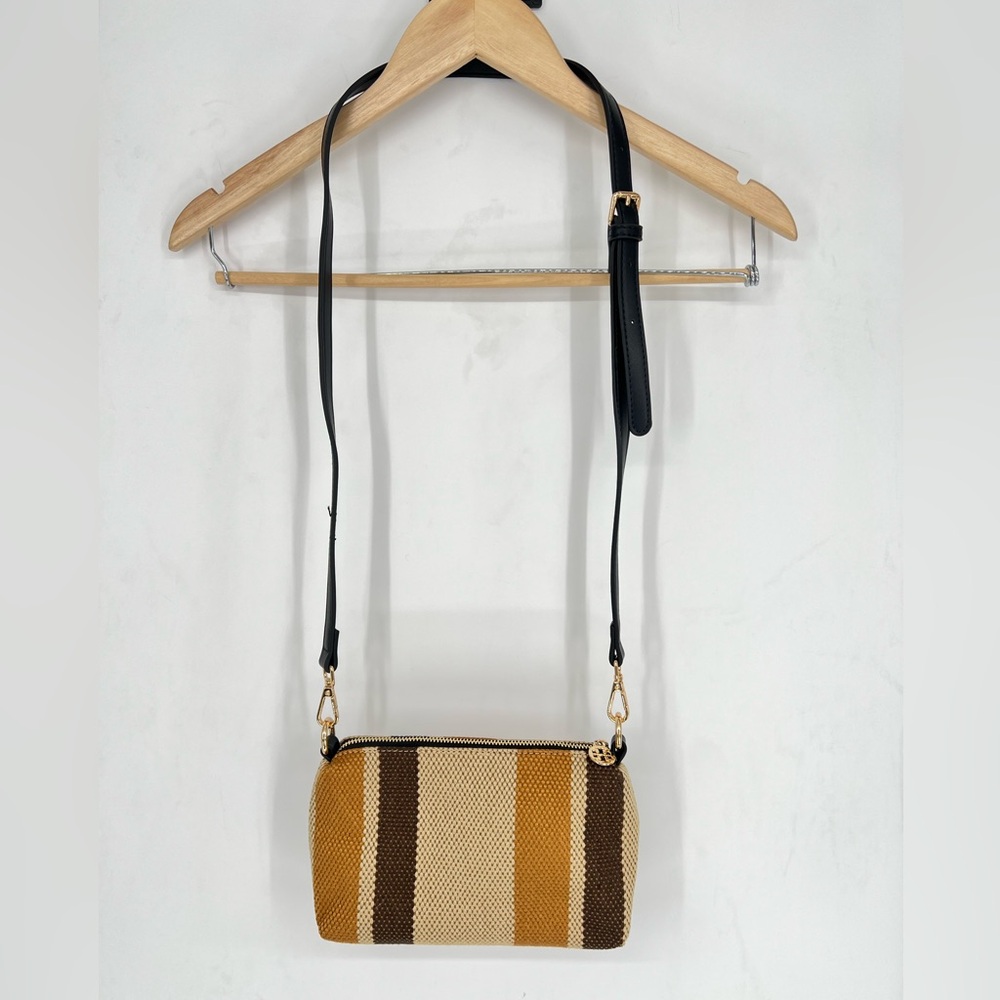 Tory Burch Woven Stripe Crossbody Bag in Tan & Brown - Picture 11 of 11